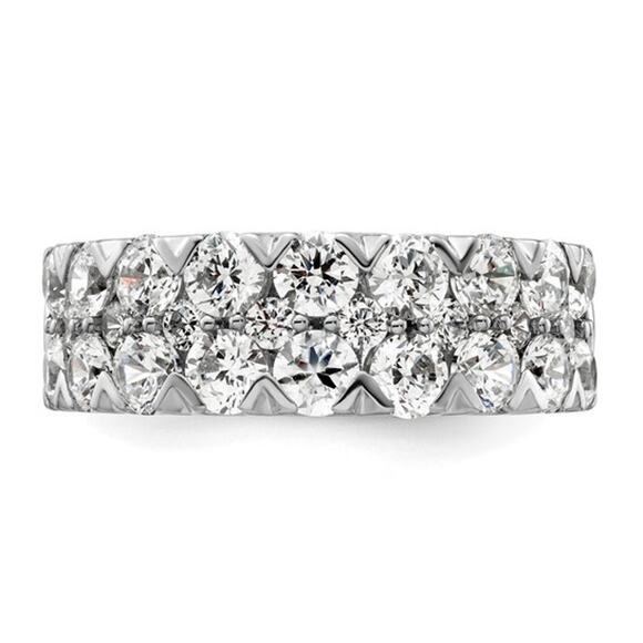 14K White Gold 3 Carat Lab Grown Diamond Double Row Band (VS/SI+, G+) - Picture 4 of 8